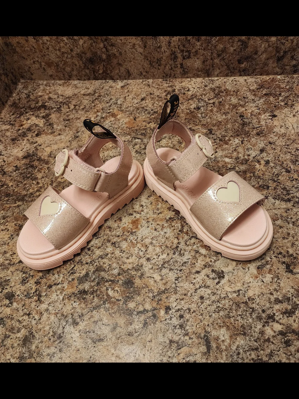 Dr. Martens Kids Pink Heart Sandals Size 12 US / 29 EU